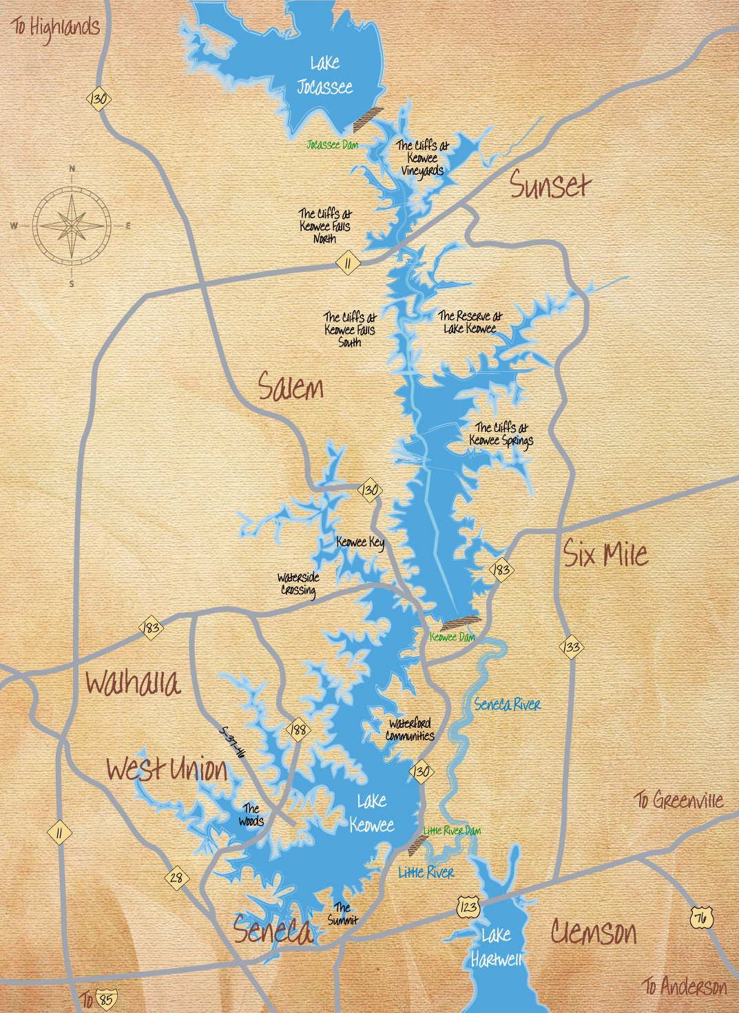 Lake Keowee Area Map